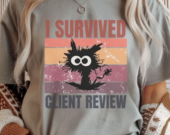 Camiseta engraçada de animador, presente para animador, presente de animação, camisetas de animador, camiseta de animação, camiseta de avaliação de cliente "I Survived"