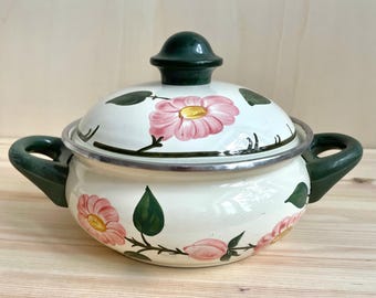 Vintage Enamel Pot with Lid - Villeroy & Boch - Wild Rose