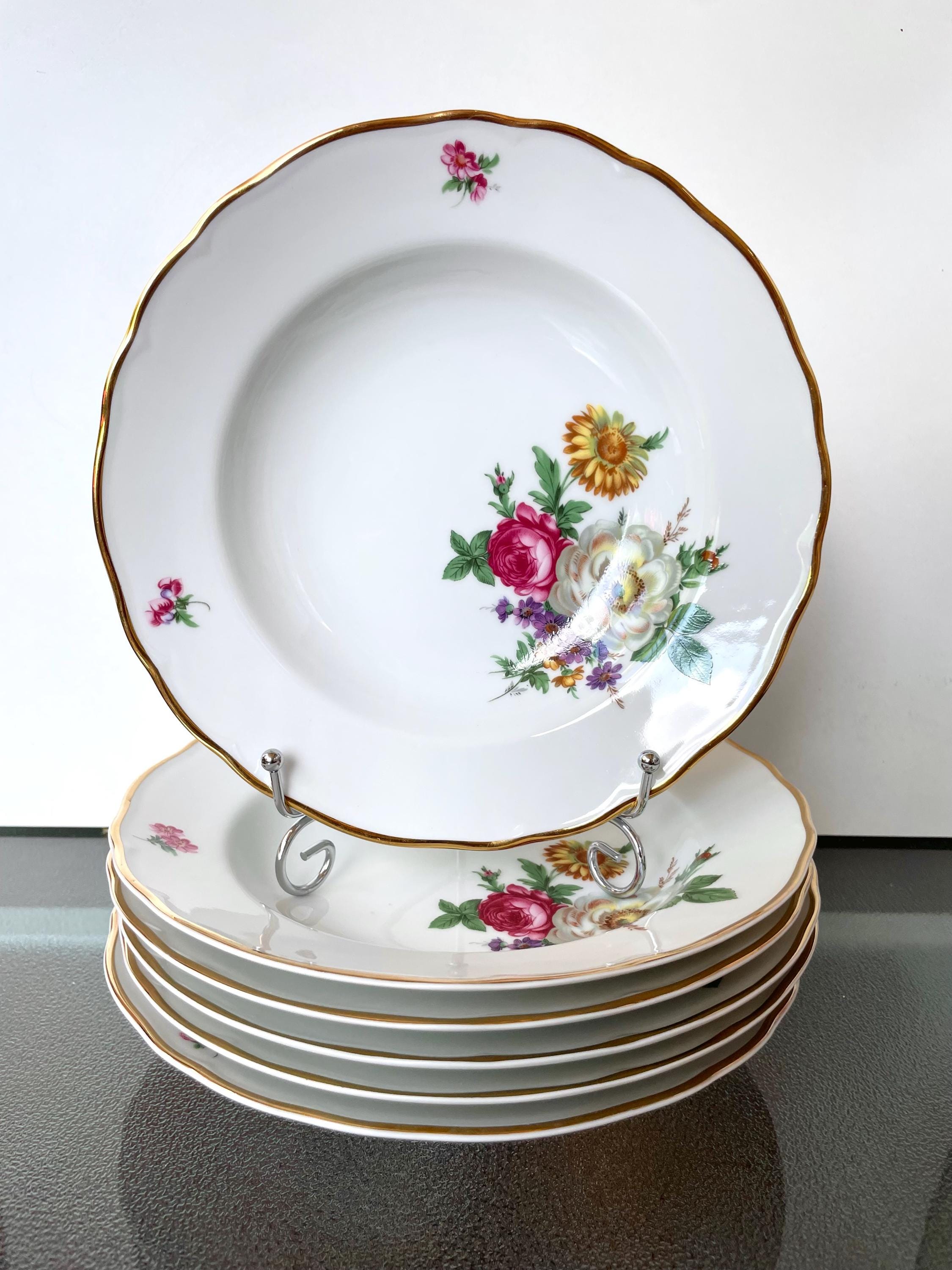 TIRSCHENREUTH ホワイト食器セット Set of 6 Soup Plates - Tirschenreuth Bavaria -flowers Pattern - Etsy