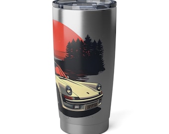 Retro Porsche Illustration Tumbler | Sports Car Sunset Stainless 20oz