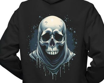 Gothic Skull Hoodie: Unisex Fleece Sweatshirt, Cozy Streetwear
