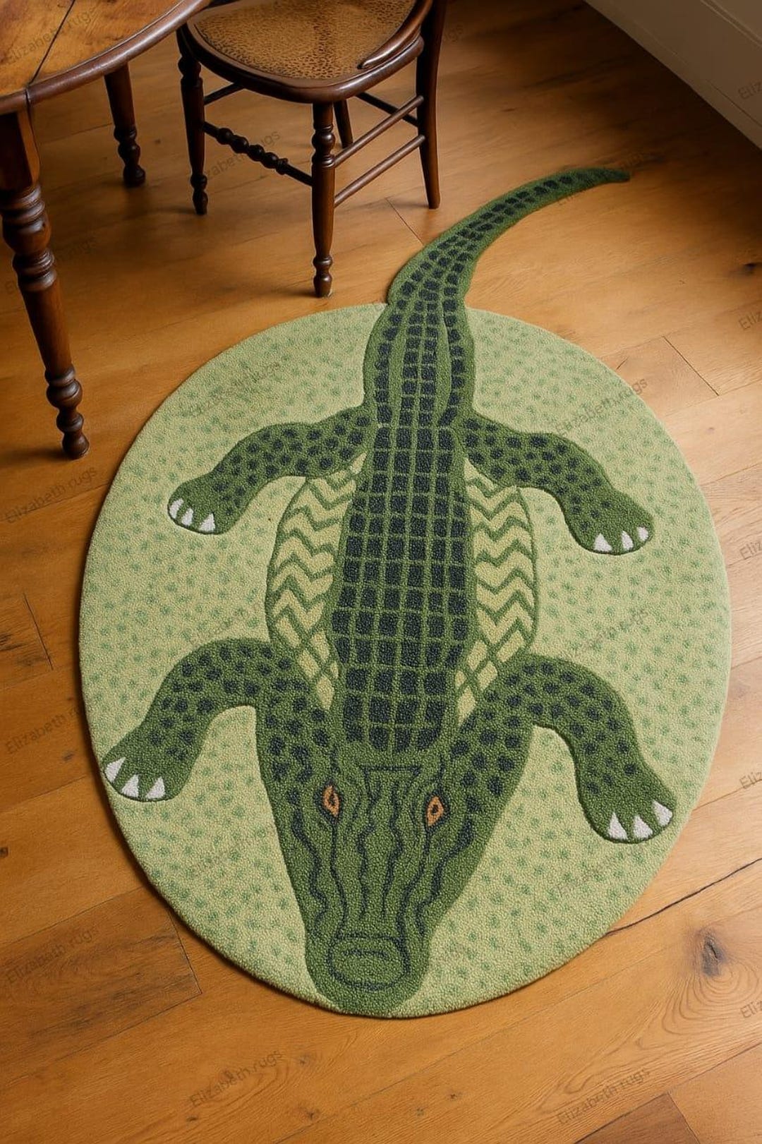 Green Crocodile Rug – Round Alligator Play Mat, Kids Safari Decor - Etsy