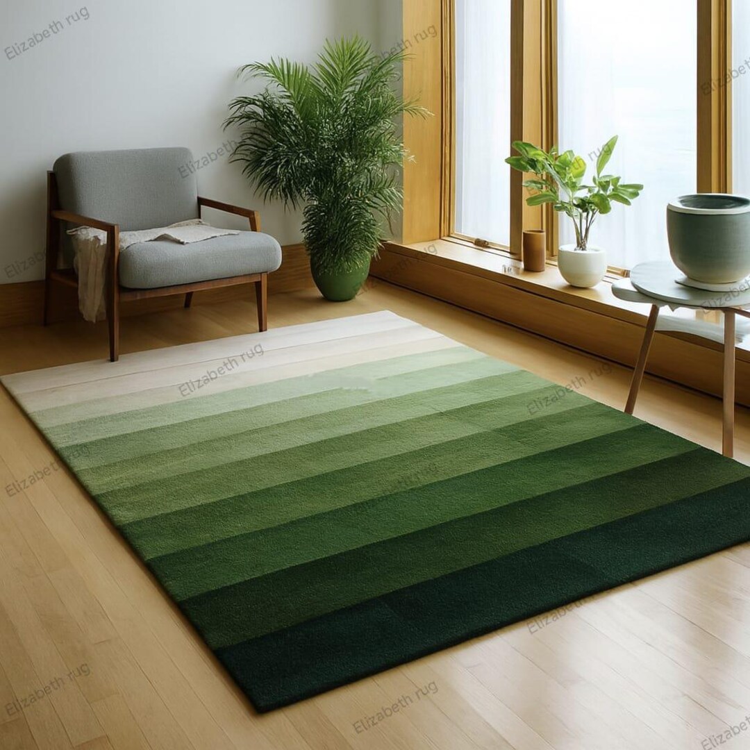 Green Gradient Rug | Modern Ombre Tufted Carpet | Rectangular ...