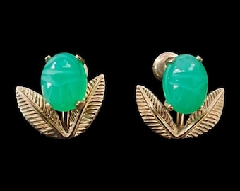 Van Dell Jadite Scarab Earrings
