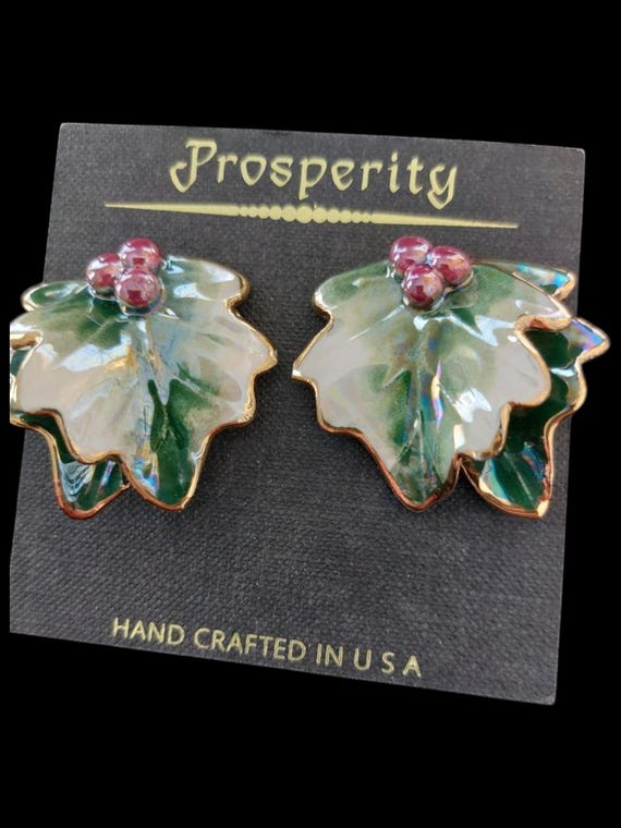 Ceramic Holly Leaf Earrings