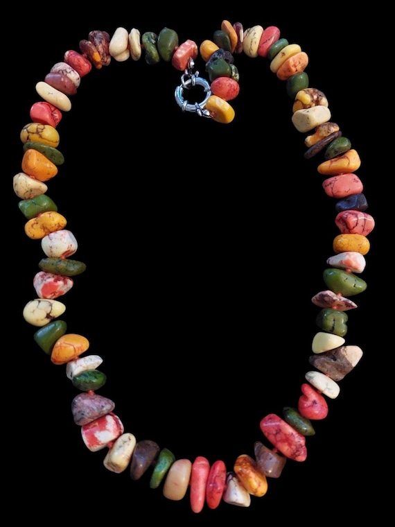 Multi-colored Natural Stone Necklace - image 1