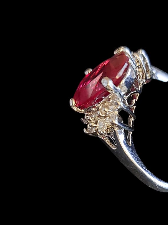 Sterling Silver Genuine Large Ruby Ring - image 9