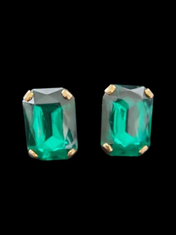 Large Green Square Earrings - image 2