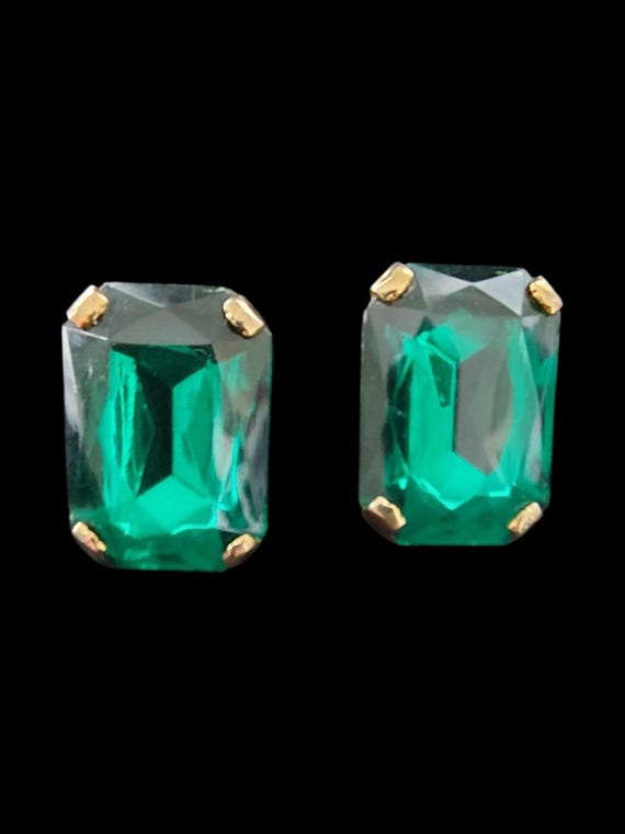 Large Green Square Earrings - image 1
