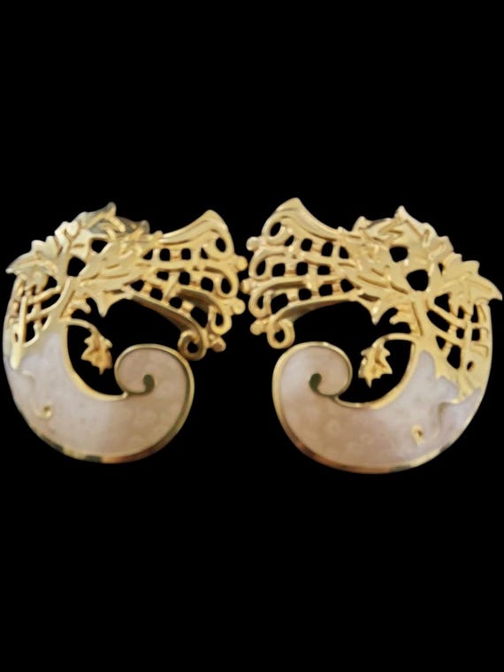 Berebi Dragon-Tail Champagne Colored Enamel Earrings