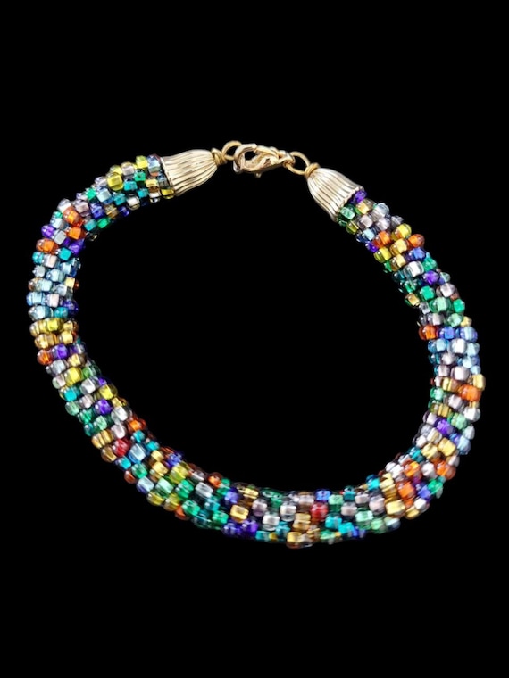 Multi-Colored Braided Bead Bracelet - image 1