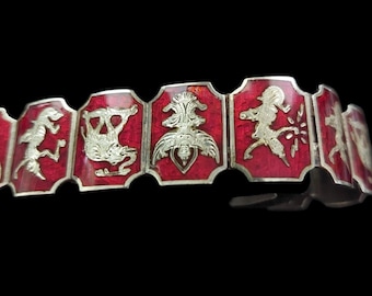 Red Siam Sterling Silver Niello Bracelet
