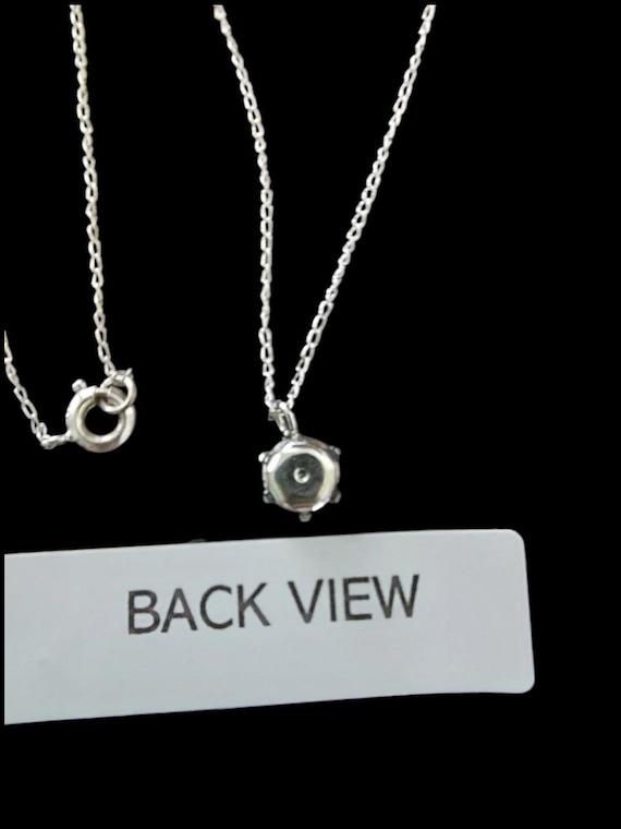 Sterling Silver Round Clear Solitaire Pendant Nec… - image 2