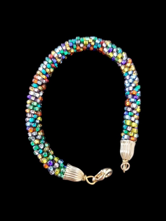 Multi-Colored Braided Bead Bracelet - image 3