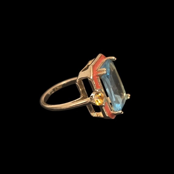 Unique Enamel Border Stone Ring - image 2