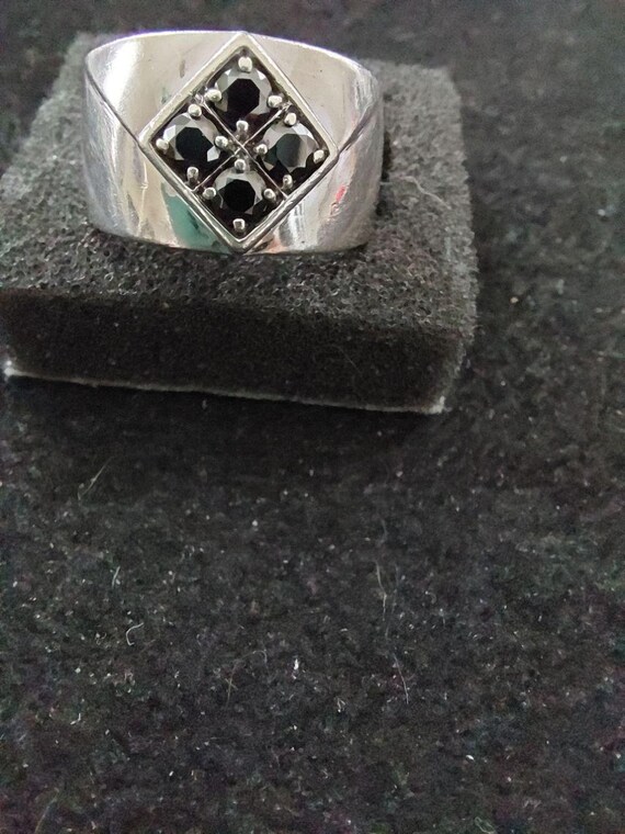 Sterling Black Stone Ring - image 3