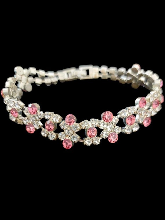 Pink Rhinestone Bracelet - image 1