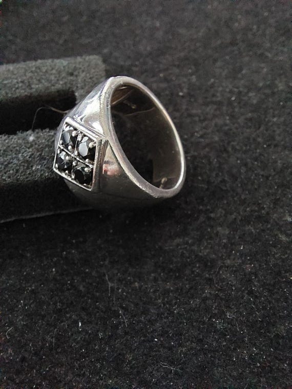 Sterling Black Stone Ring - image 2
