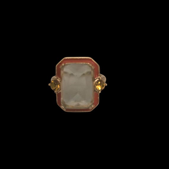 Unique Enamel Border Stone Ring - image 1