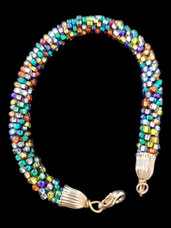 Multi-Colored Braided Bead Bracelet - image 4