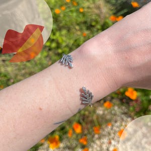 925 silver leaf bangle bracelet
