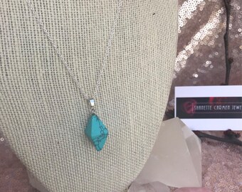 Turquoise Point Necklace, Handmade Gemstone Pendant, Beach Jewelry, Gift for Nature Lovers, Boho Style