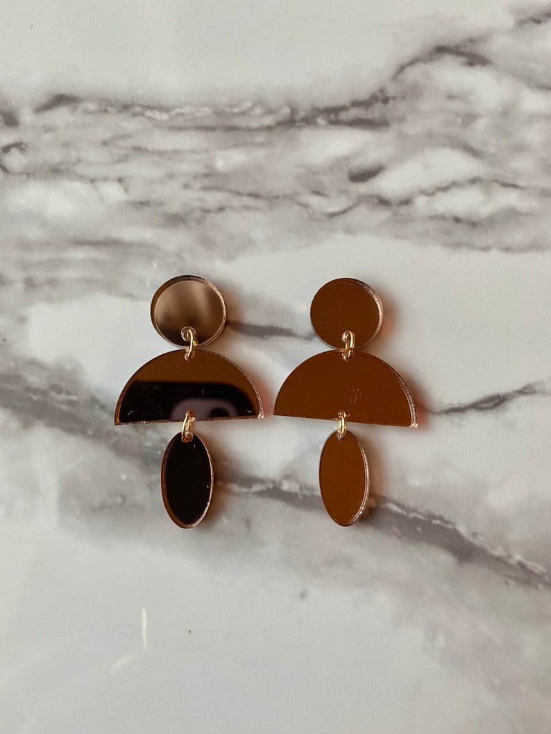 Semi Circle Shape Acrylic Dangle Earrings