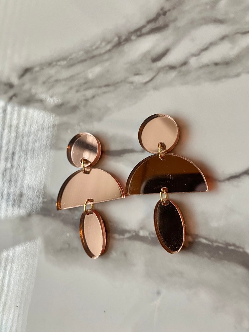Semi Circle Shape Acrylic Dangle Earrings