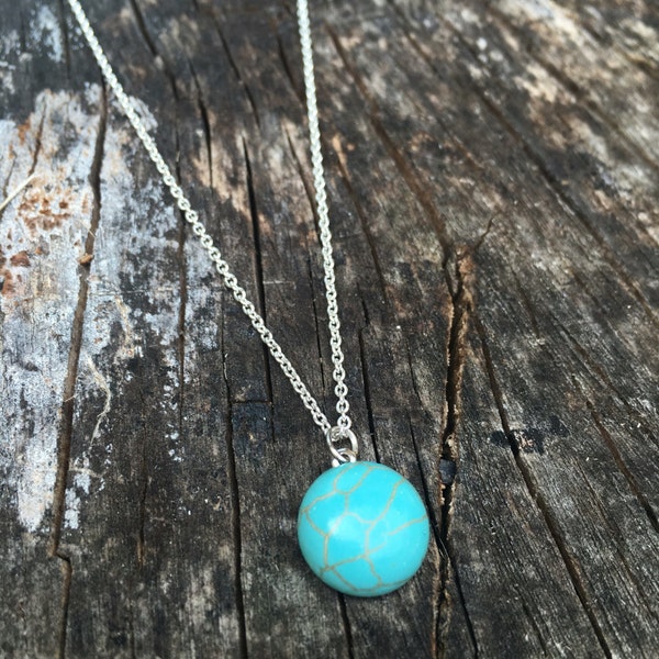 Turquoise Charm Sterling Silver Necklace