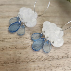 Silver Rain Cloud Dangle Earrings: Weather Jewelry Gift