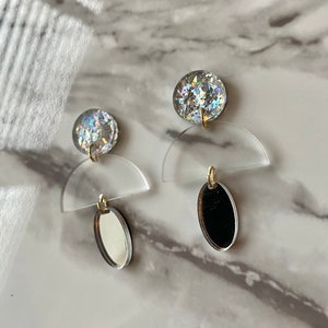 Semi Circle Shape Acrylic Dangle Earrings