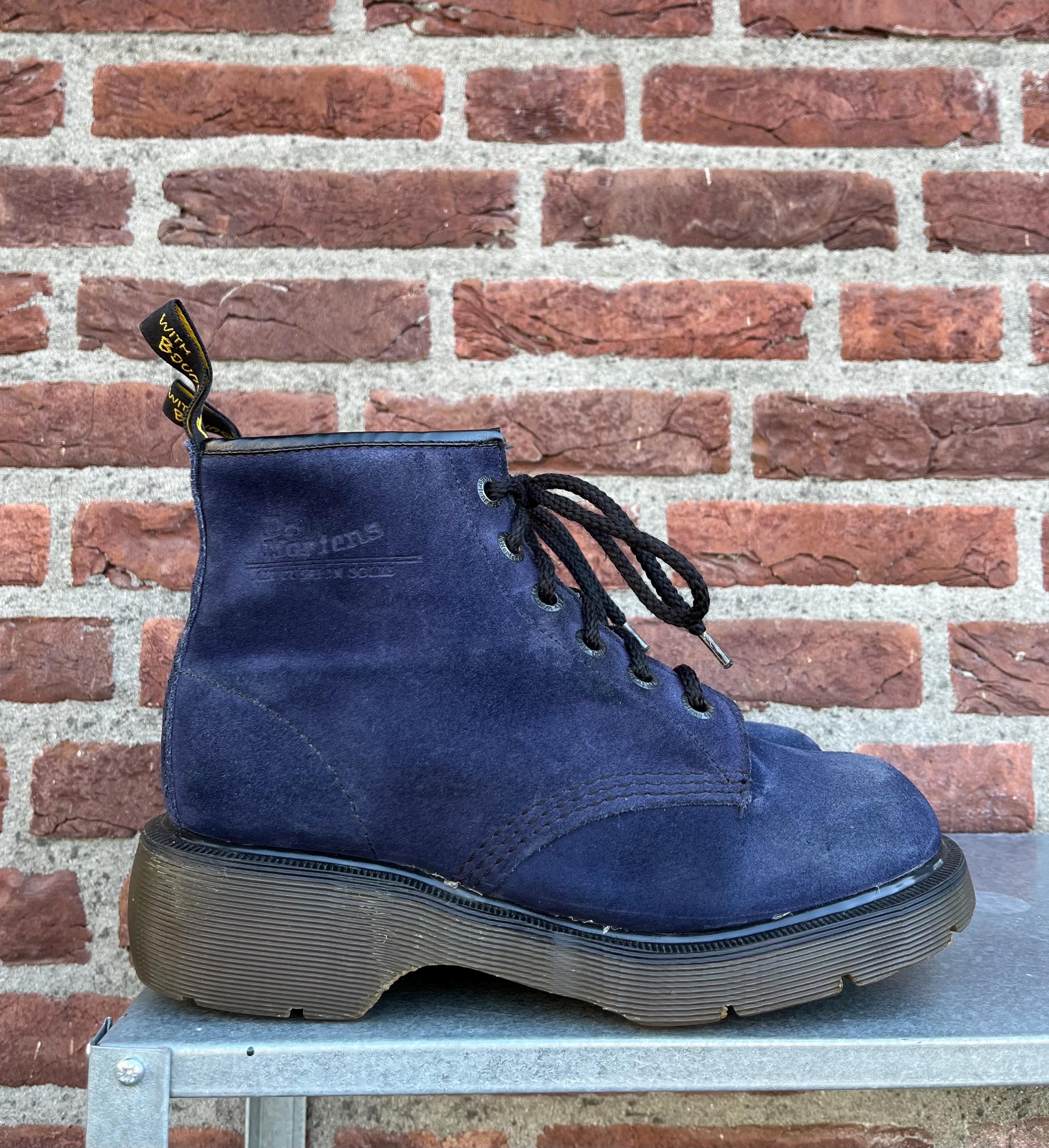 超希少 スーパー 90sドクターマーチン ヴィンテージ ブルー クリーム レザー 90s Blue Doc Martens - Etsy