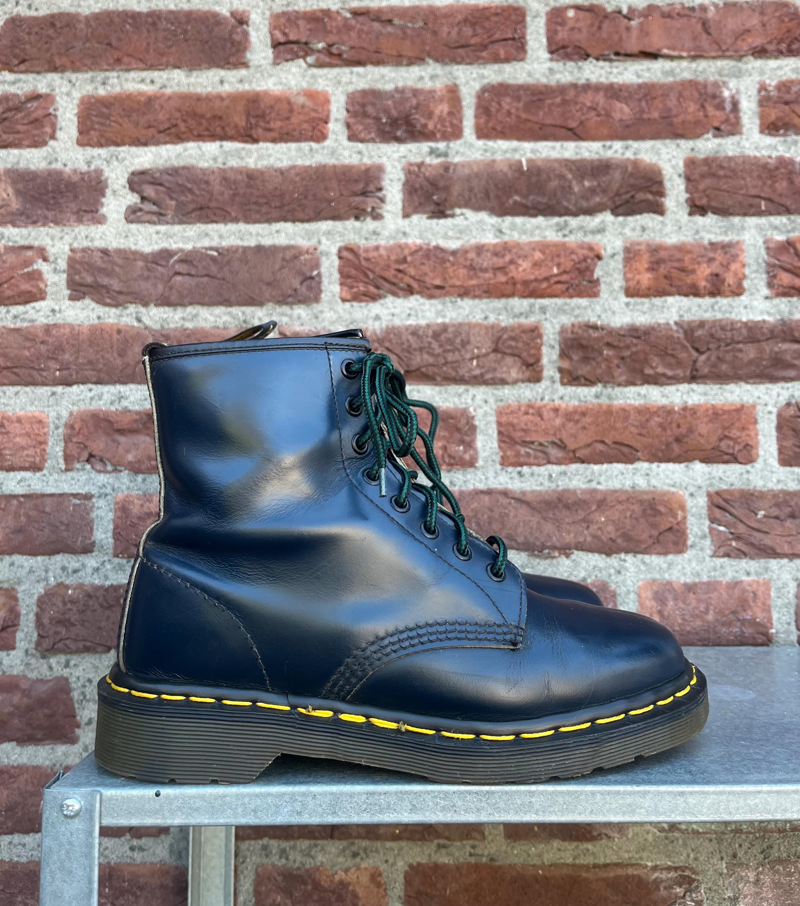 超希少 スーパー 90sドクターマーチン ヴィンテージ ブルー クリーム レザー 90s Blue Doc Martens - Etsy