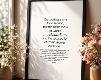 Christian Sympathy Wall Art | Bereavement Printable | Memorial Scripture Decor | Christian Grief Gift | Resurrection Hope Wall Art
