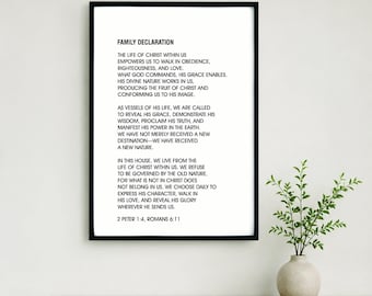 Family Declaration | Christian Family Wall Art | God's Divine Life Is at Work Within Us | Bible Home Decor Printable