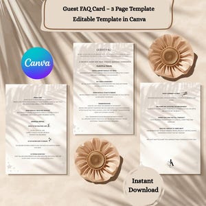 Destination Wedding Guest FAQ Card Template • Beach Luxe (Digital Download)