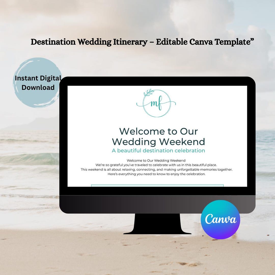 Destination Wedding Itinerary Template, Editable Canva Bag