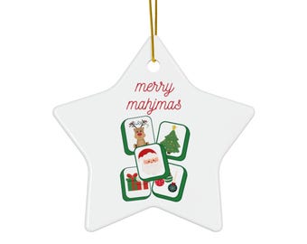 Merry Mahjmas Mahjong Ceramic Ornament | Star Shape Christmas Decoration
