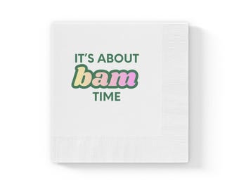 Bam time Napkins | White Paper Cocktail Napkins, Mahjong Party