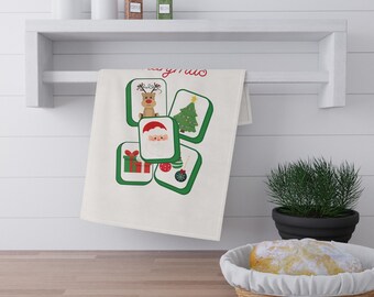 Mahjmas Mahjong Tiles Tea Towel | Cotton Poly