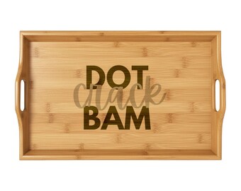 Mahjong Bamboo Serving Tray | Engraved Wood Drink Tray