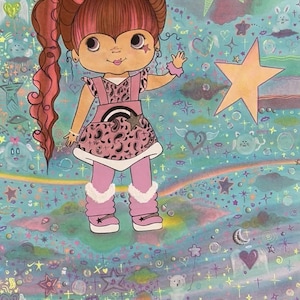 Opera d&#39;arte di una ragazza della galassia kawaii
