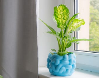 Wavy 3D Print Plant Pot | Retro 70s Eclectic Home Decor