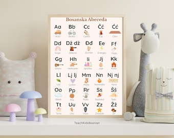 Bosnian Alphabet Educational Poster