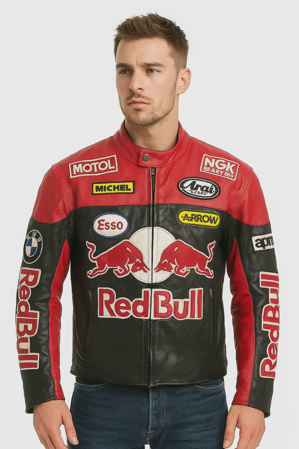 Red bull racing leather jacket - Etsy 日本