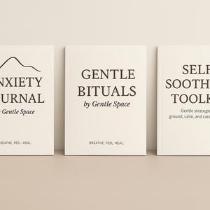 Gentle Space Anxiety & Self-Care-bundel (pdf) – afdrukbaar dagboek geestelijke gezondheid + rituelen + toolkit + gratis bevestigingskaarten – 50% KORTING