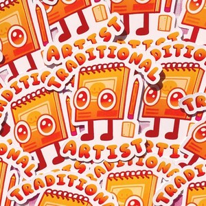 traditional artist - Sticker - silly sticker - kawaii stationary - scrapbook - artist sticker - notebook sticker -Journals - confettiz