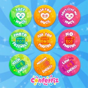 Nonverbal Communication Aid - Cosplay Pin -  badge button pin - 58mm - furry badge  - ask before - consent - Identity Badge - confettiz