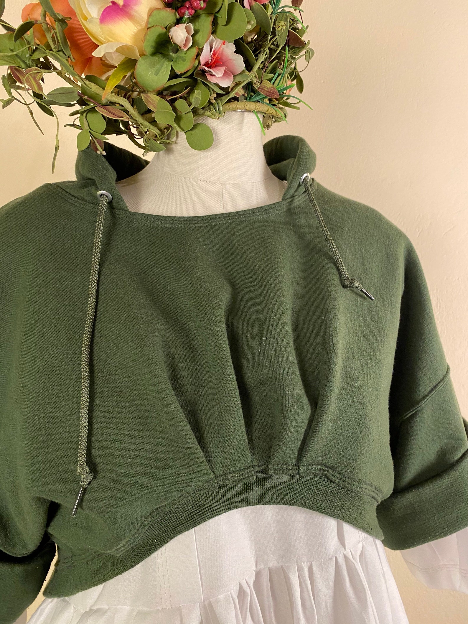 S-3X Olive Green Cropped Hoodie Sweatshirt-New Fleece Hooded | Etsy