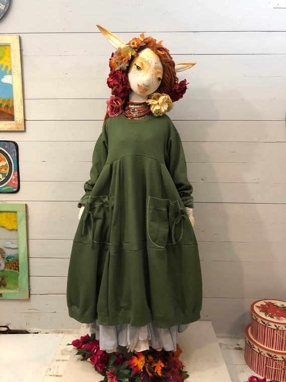 slim fit dress slacks Chill On The Horizon Sweater Dress In Army Green main image 1